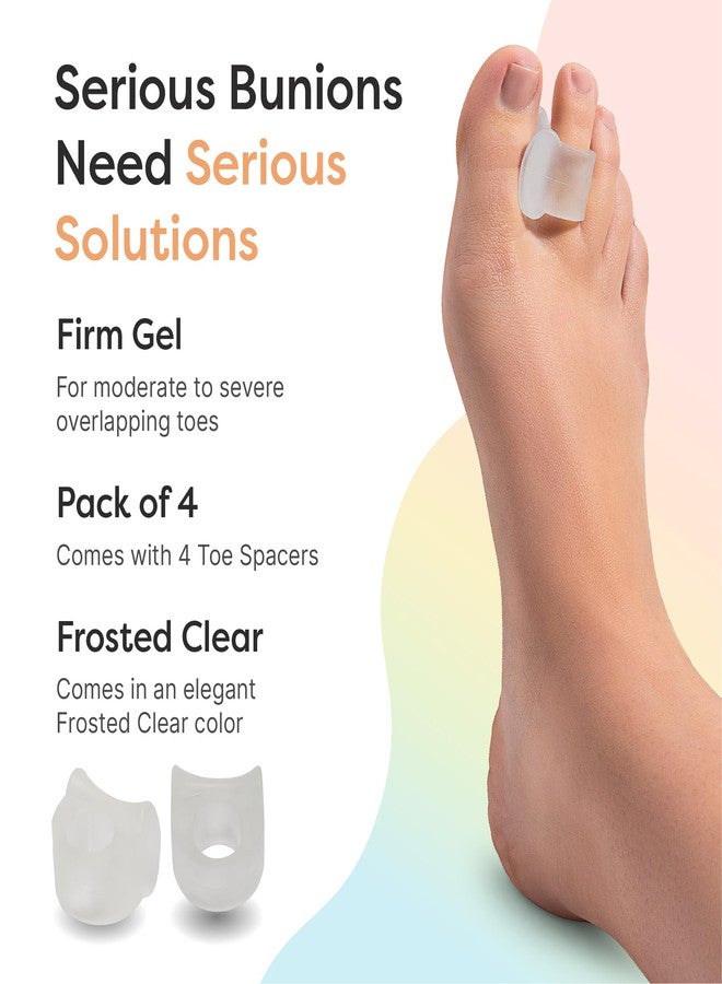 ZenToes Firm Gel Toe Separators for Overlapping Toes, Bunions, Big Toe Alignment, Corrector and Spacer, Strong Support - 4 Pack (Firm Frosted Clear) - Image 5
